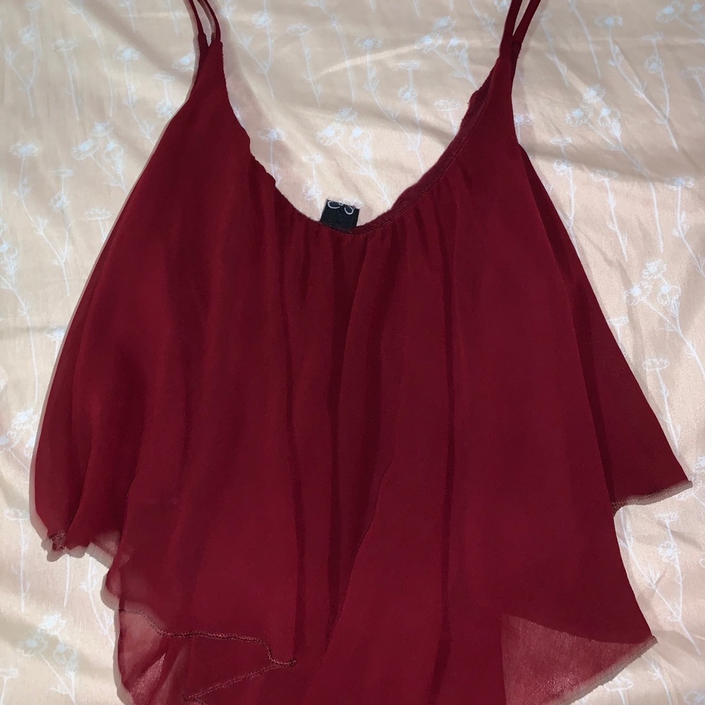 Wine colored flowy crop top